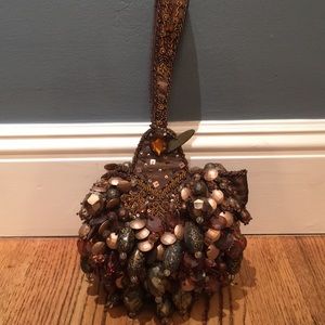 Mary Frances beaded bombshell bag with extra beads